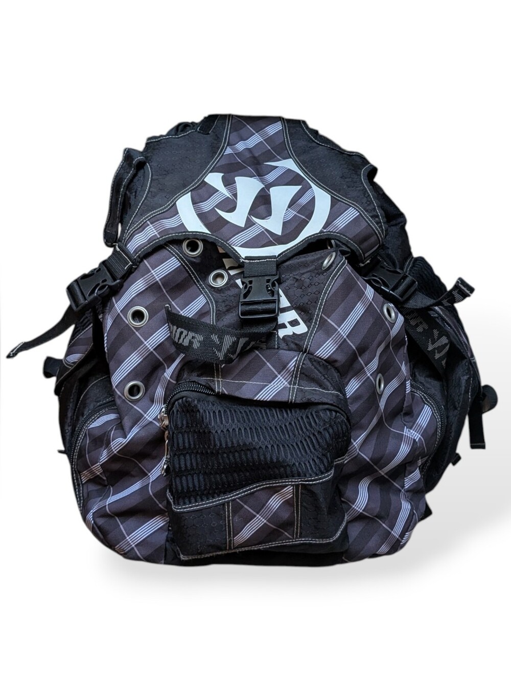 Warrior Lacrosse Jet Pack Backpack Black Grey Plaid Gear Bag XL Multi Pocket - Picture 1 of 16